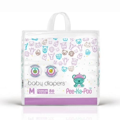 Pee-Ka-Poo Medium Crawler 6kg - 11kg Taped Diapers (80 Pieces)