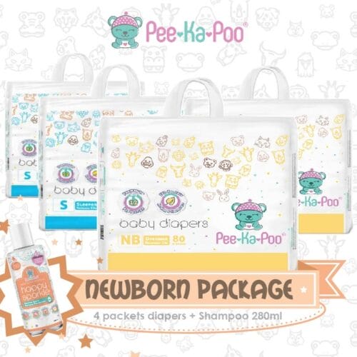 Pee-Ka-Poo Newborn Care Package  4 Packs of 80pcs Taped (Newborn,Small)